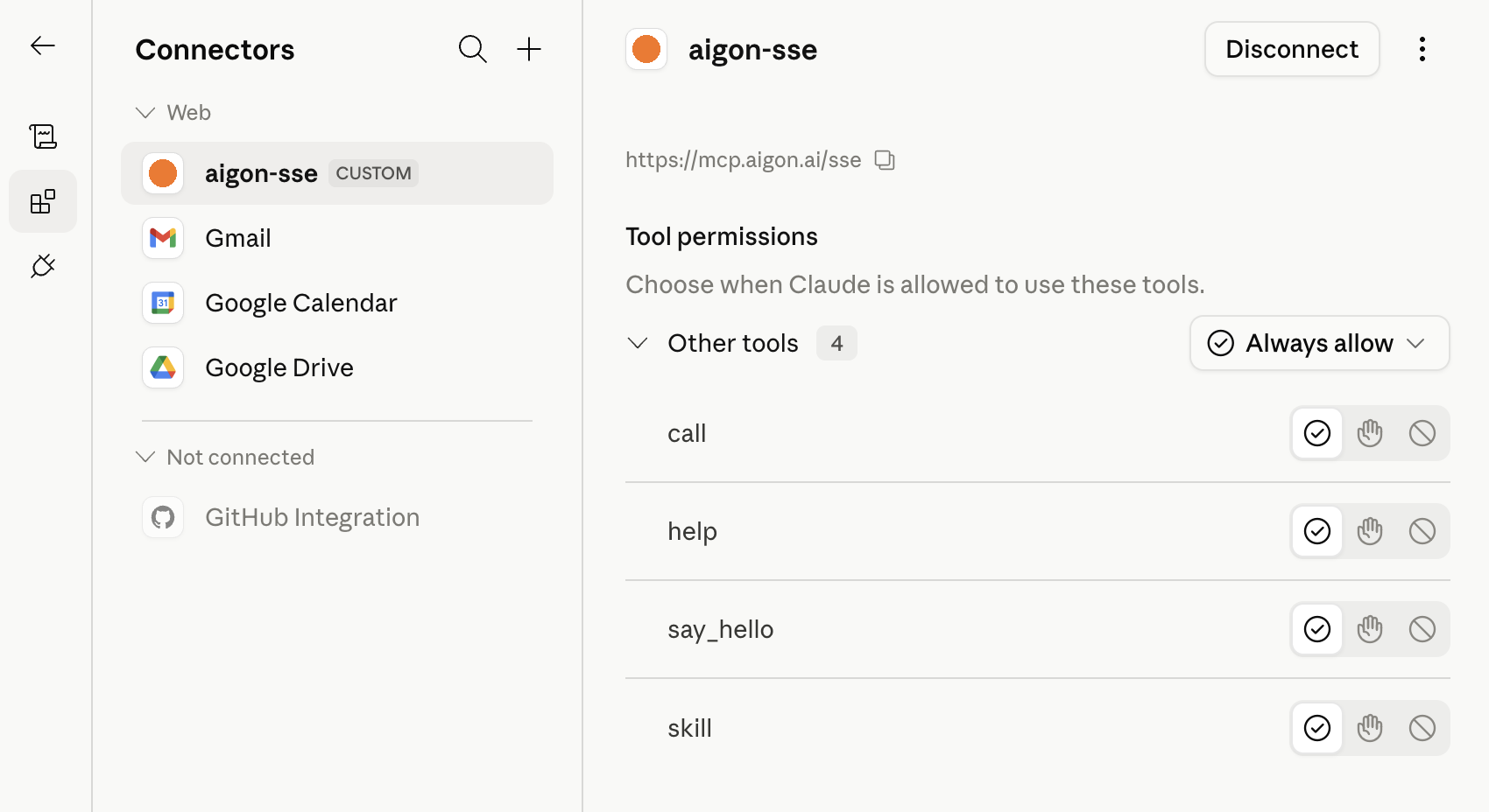 Claude.ai connector setup