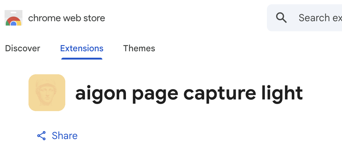 Aigon Page Capture Light on the Chrome Web Store
