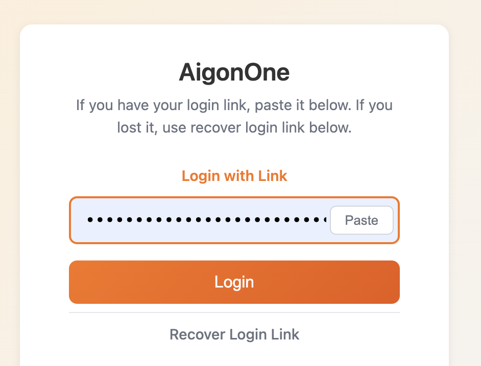 AigonOne login form
