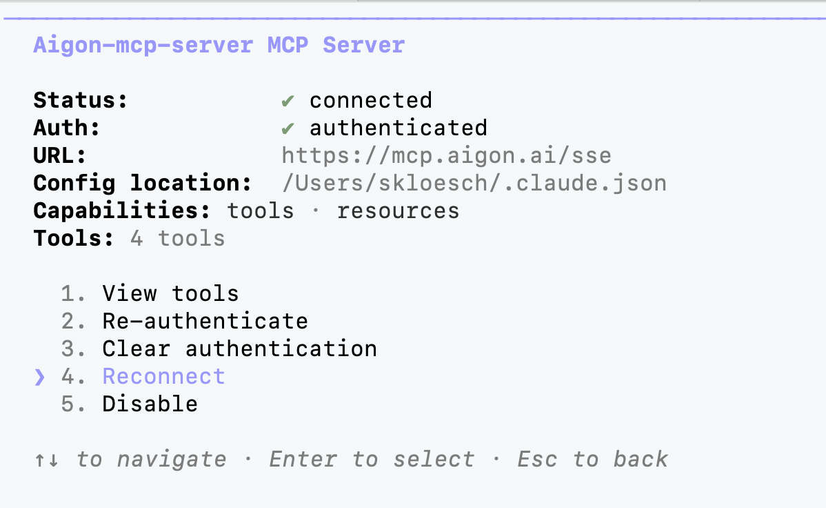 Claude Code MCP server reconnect dialog